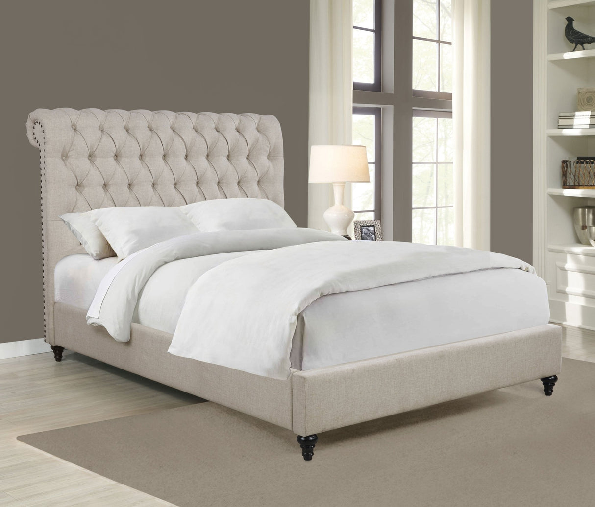 Devon Upholstered Full Panel Bed Beige | Coaster | Home Elegance USA