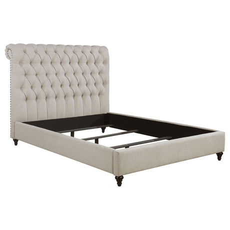 Devon Upholstered Full Panel Bed Beige | Coaster - 300525F - Home Elegance USA - 1