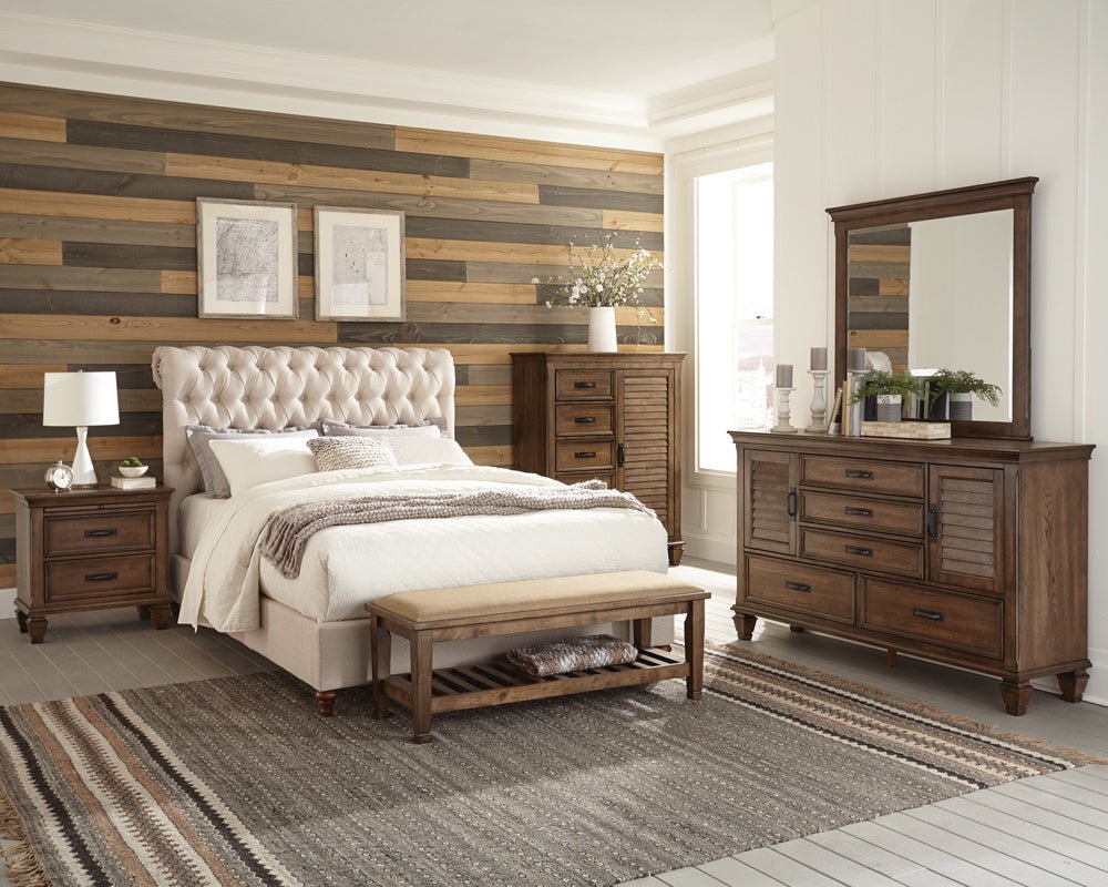 Devon 4 - piece Eastern King Bedroom Set Burnished Oak | Coaster | Home Elegance USA