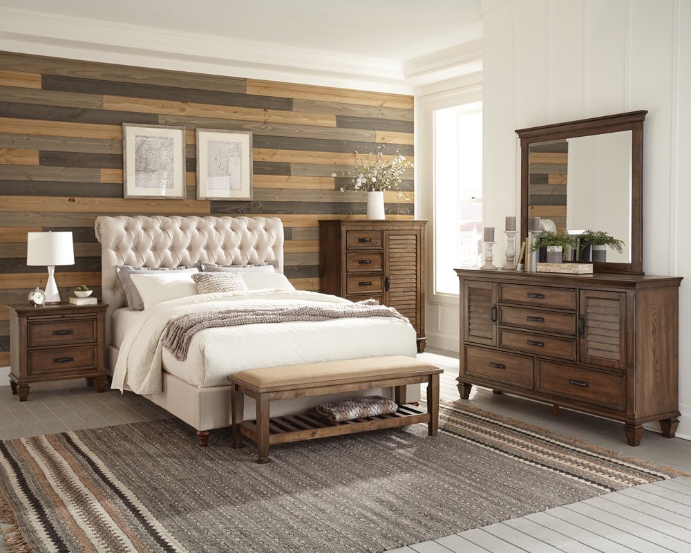 Devon 5 - piece Eastern King Bedroom Set Burnished Oak | Coaster | Home Elegance USA