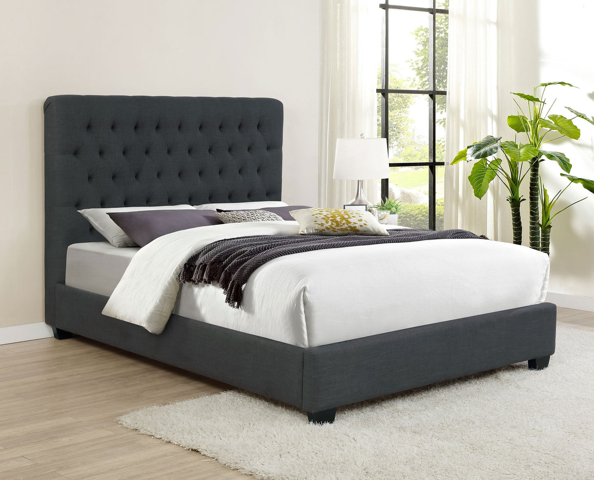 Full Bed - Chloe Upholstered Full Panel Bed Charcoal