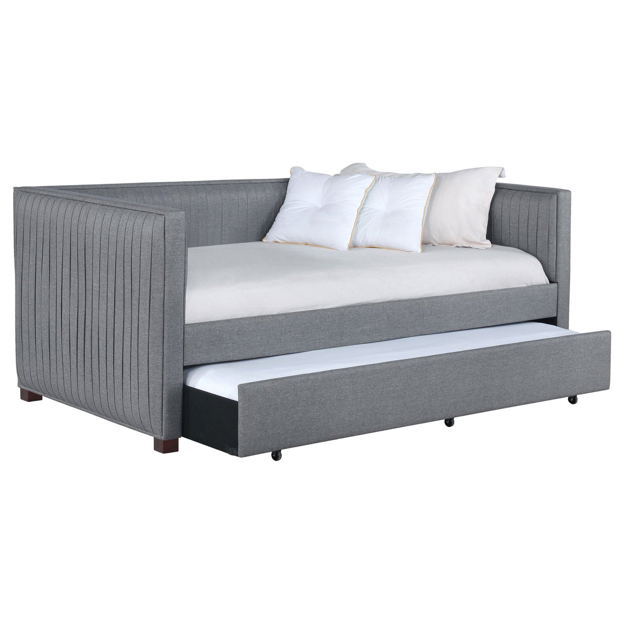 Brodie Upholstered Twin Daybed with Trundle Grey | Coaster | Home Elegance USA