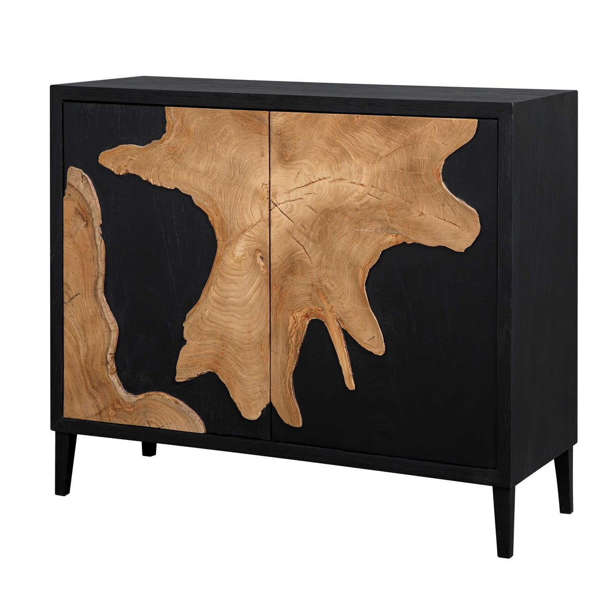 Andrei Teak Root 2 Door Cabinet Black / Woodtone - Black / Light Brown by Uttermost - View 3