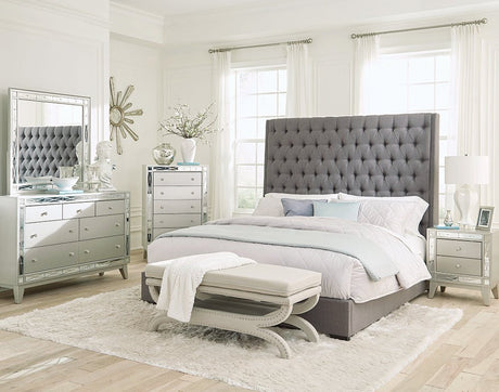 Camille 4 - piece Eastern King Bedroom Set Metallic Mercury | Coaster | Home Elegance USA