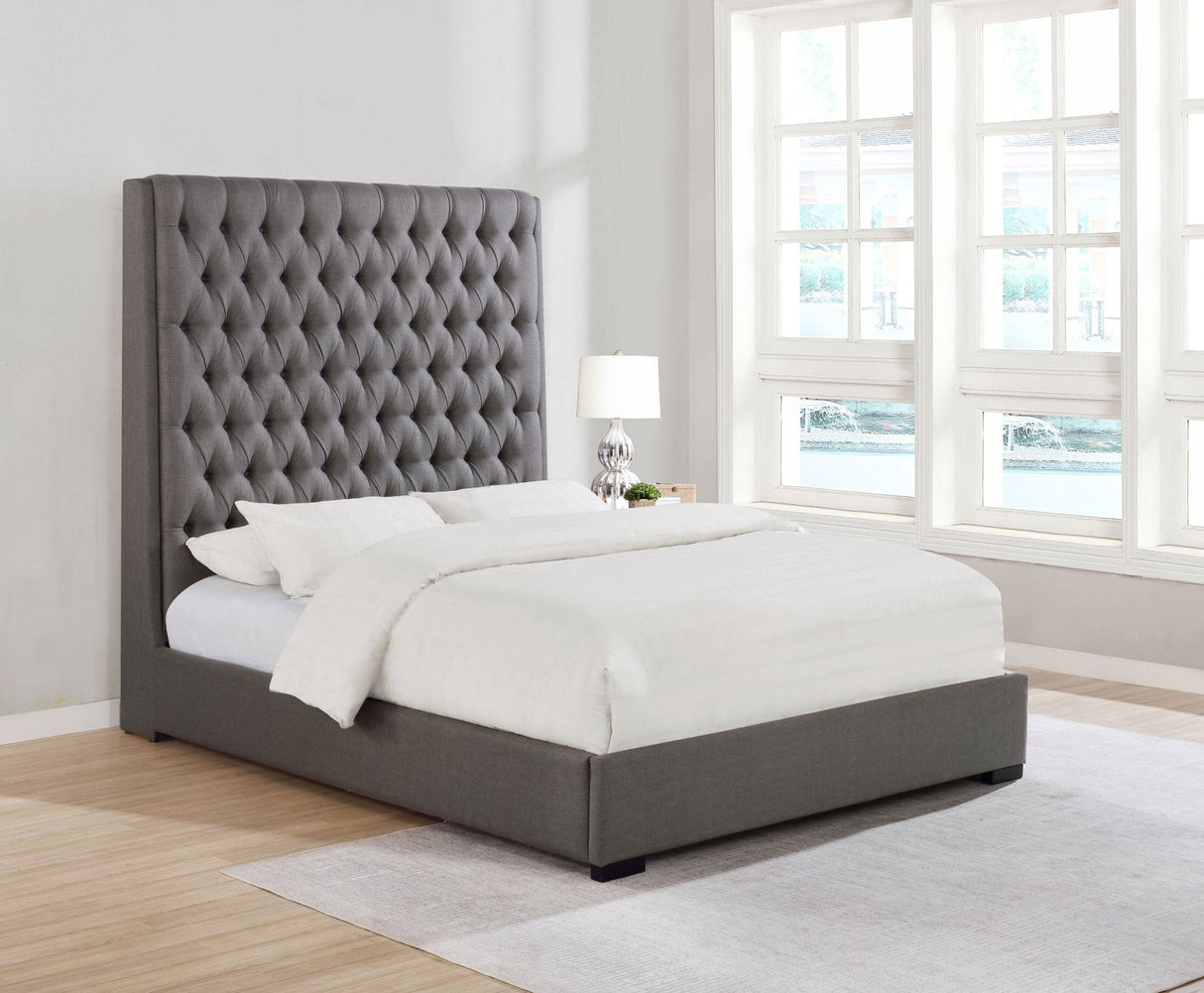 Camille Upholstered Eastern King Panel Bed Grey | Coaster | Home Elegance USA