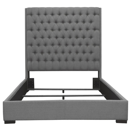 Eastern King Bed - Camille Upholstered Eastern King Panel Bed Grey