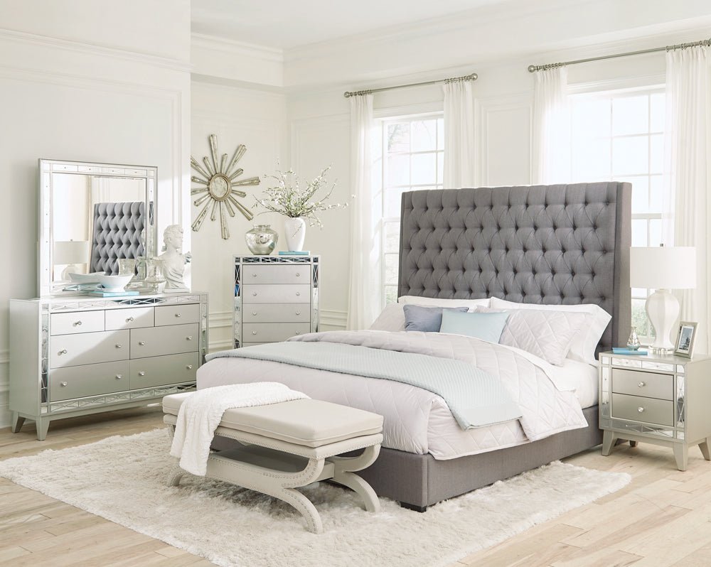 Camille 4 - piece California King Bedroom Set Metallic Mercury | Coaster | Home Elegance USA