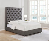 California King Bed - Camille Upholstered California King Panel Bed Grey