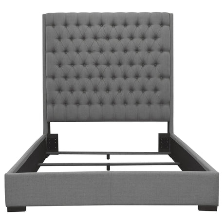 California King Bed - Camille Upholstered California King Panel Bed Grey