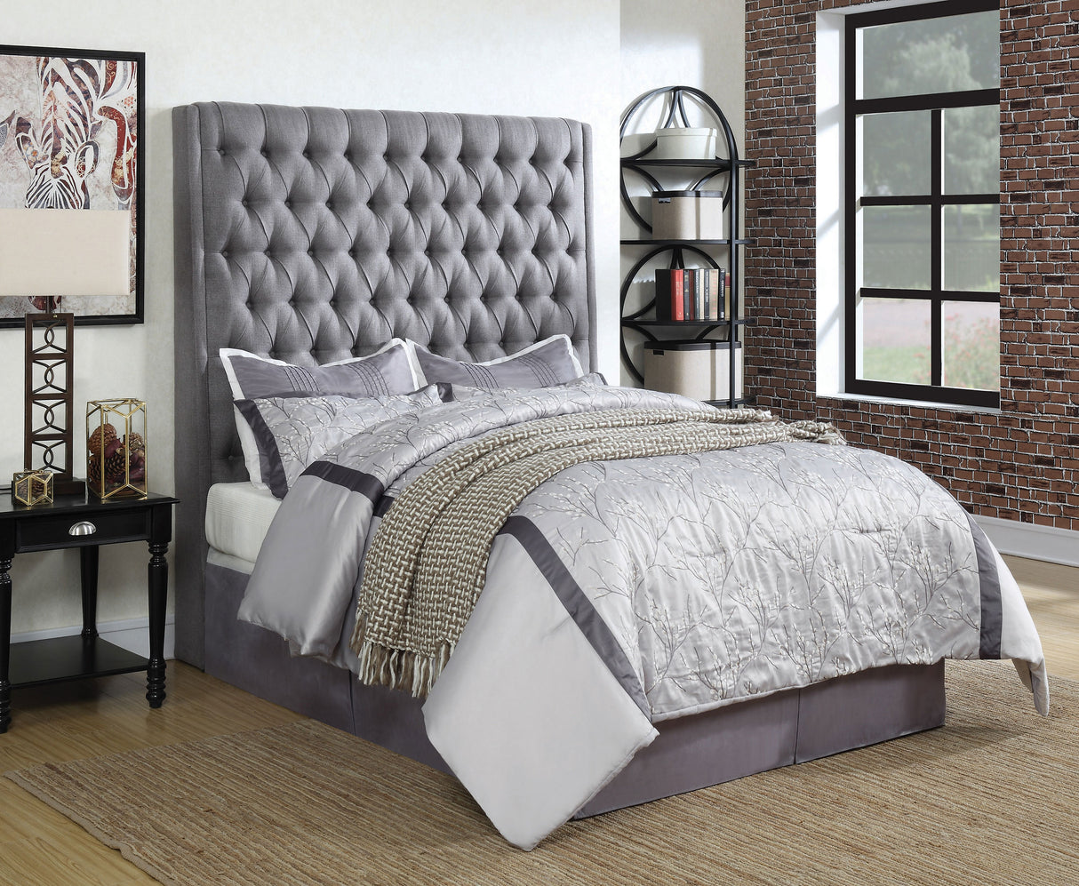 Queen Headboard - Camille Tall Tufted Queen Headboard Grey