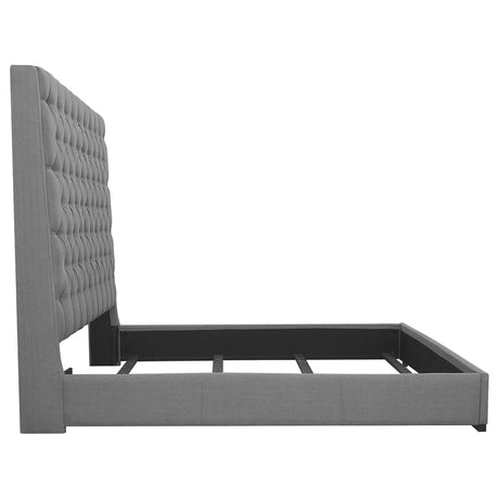 Queen Bed - Camille Upholstered Queen Panel Bed Grey