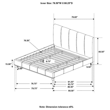 Eastern King Bed - Charity Upholstered Eastern King Panel Bed Blue