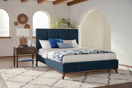 Eastern King Bed - Charity Upholstered Eastern King Panel Bed Blue