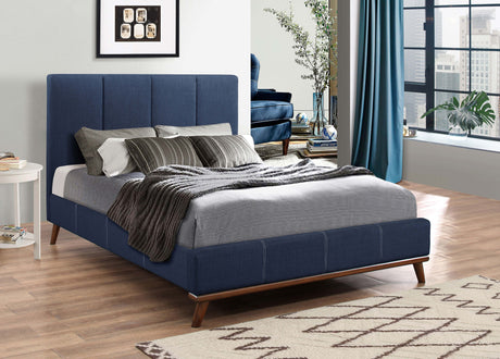 Queen Bed - Charity Upholstered Queen Panel Bed Blue