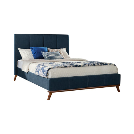 Queen Bed - Charity Upholstered Queen Panel Bed Blue