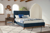 Queen Bed - Charity Upholstered Queen Panel Bed Blue