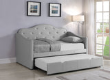 Twin Daybed W/ Trundle - Elmore Upholstered Twin Daybed with Trundle Pearlescent Grey