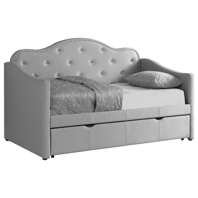 Twin Daybed W/ Trundle - Elmore Upholstered Twin Daybed with Trundle Pearlescent Grey