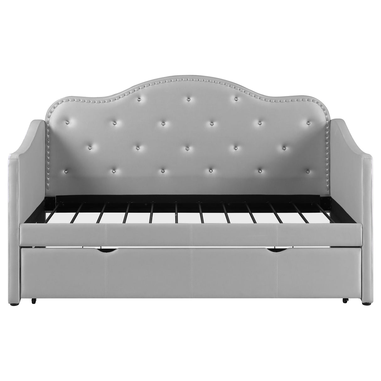 Twin Daybed W/ Trundle - Elmore Upholstered Twin Daybed with Trundle Pearlescent Grey