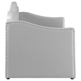 Twin Daybed W/ Trundle - Elmore Upholstered Twin Daybed with Trundle Pearlescent Grey