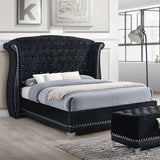 Barzini Upholstered Eastern King Wingback Bed Black | Coaster | Home Elegance USA