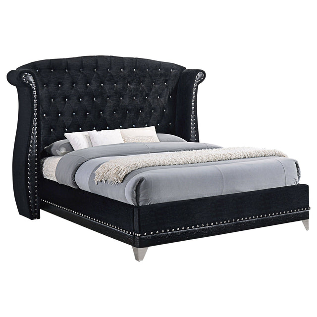 Barzini Upholstered Eastern King Wingback Bed Black | Coaster | Home Elegance USA