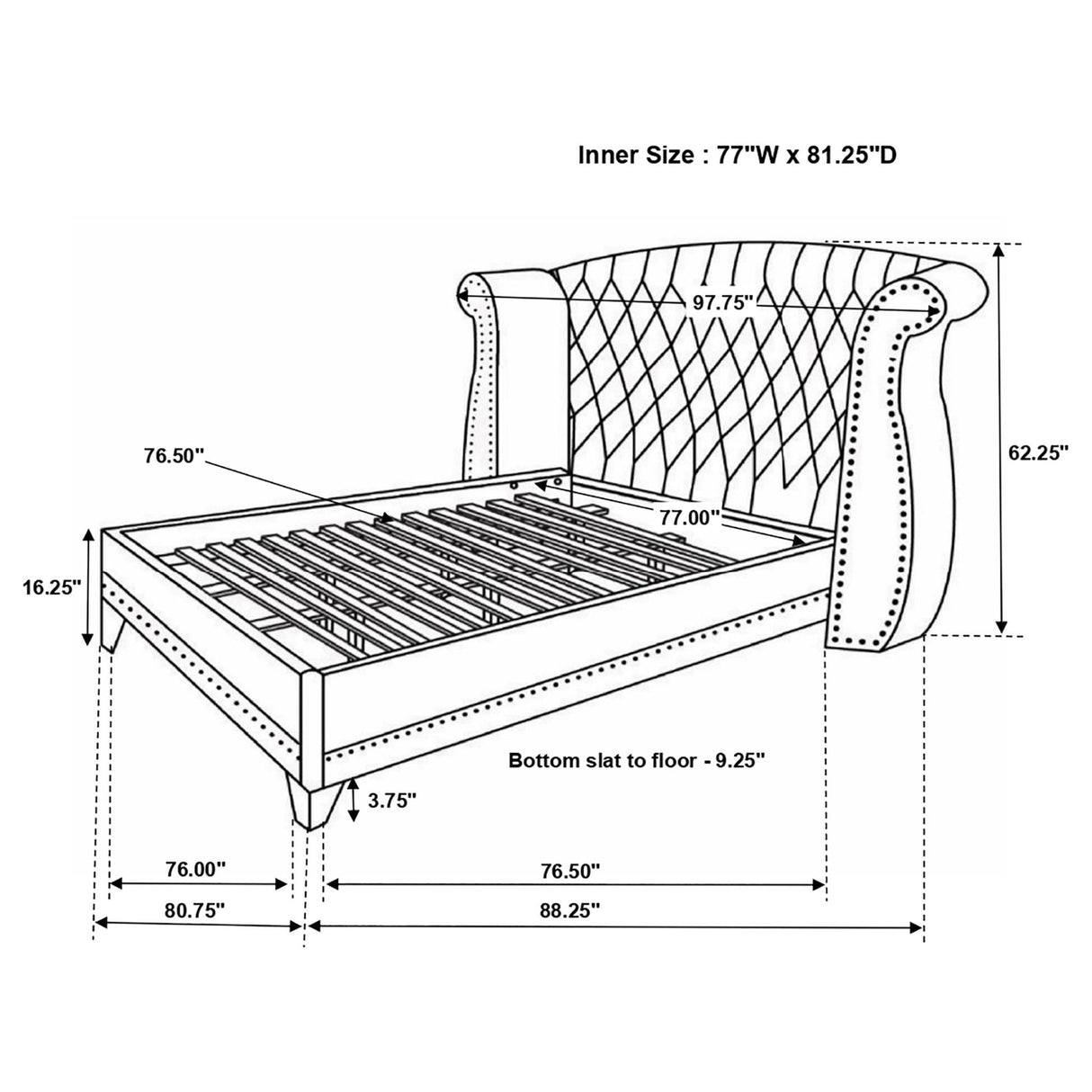 Barzini Upholstered Eastern King Wingback Bed Black | Coaster | Home Elegance USA