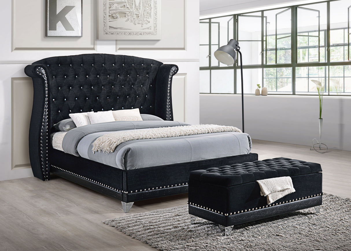 Eastern King Bed - Barzini Upholstered Eastern King Wingback Bed Black