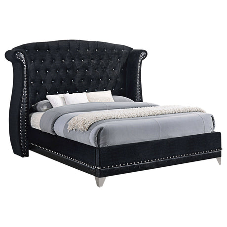 Barzini Upholstered California King Wingback Bed Black | Coaster - 300643KW - Home Elegance USA - 1