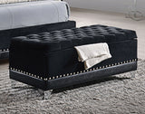 Storage Bench - Barzini Tufted Rectangular Trunk with Nailhead Black