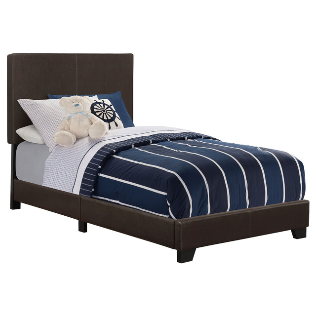 Twin Bed - Dorian Upholstered Twin Panel Bed Brown