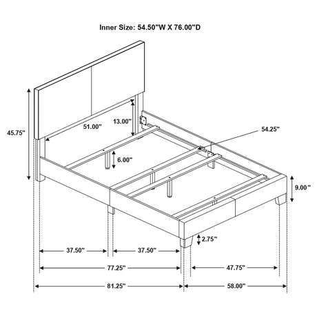 Full Bed - Dorian Upholstered Full Panel Bed Grey