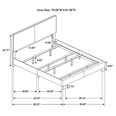 Eastern King Bed - Dorian Upholstered Eastern King Panel Bed Grey