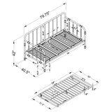 Twin Daybed W/ Trundle - Marina Twin Metal Daybed with Trundle Black