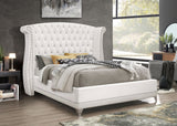 Barzini Upholstered Eastern King Wingback Bed White | Coaster | Home Elegance USA