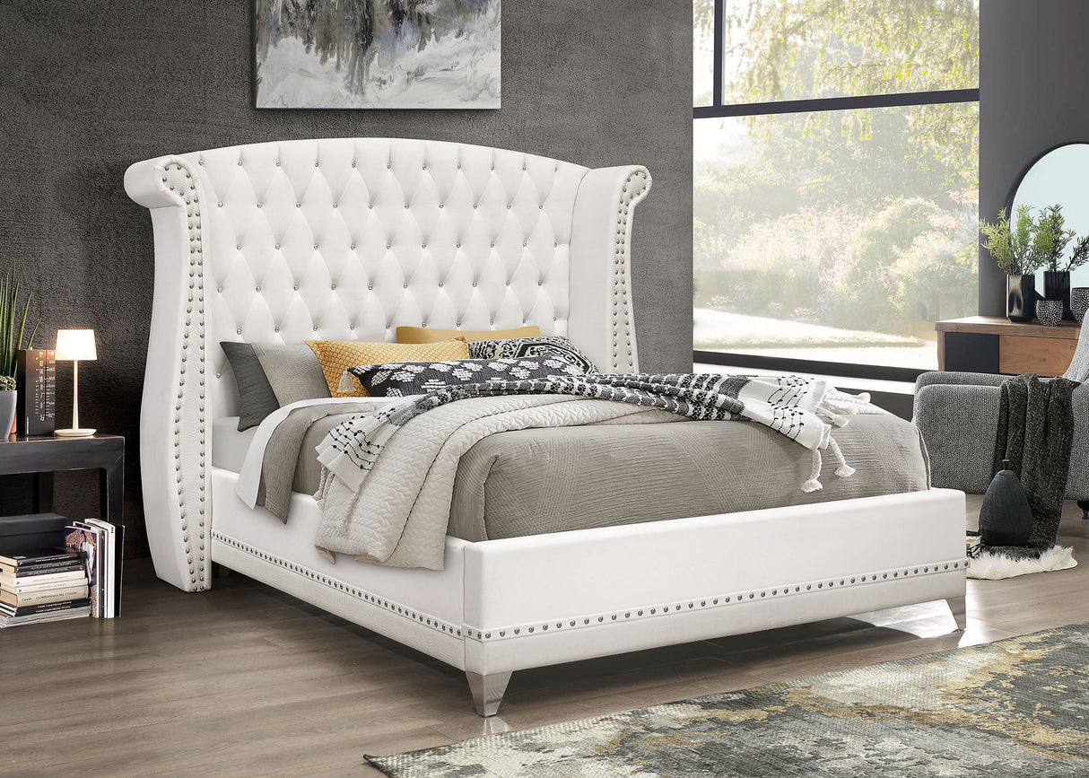 Eastern King Bed - Barzini Upholstered Eastern King Wingback Bed White