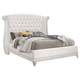 Barzini Upholstered Eastern King Wingback Bed White | Coaster | Home Elegance USA