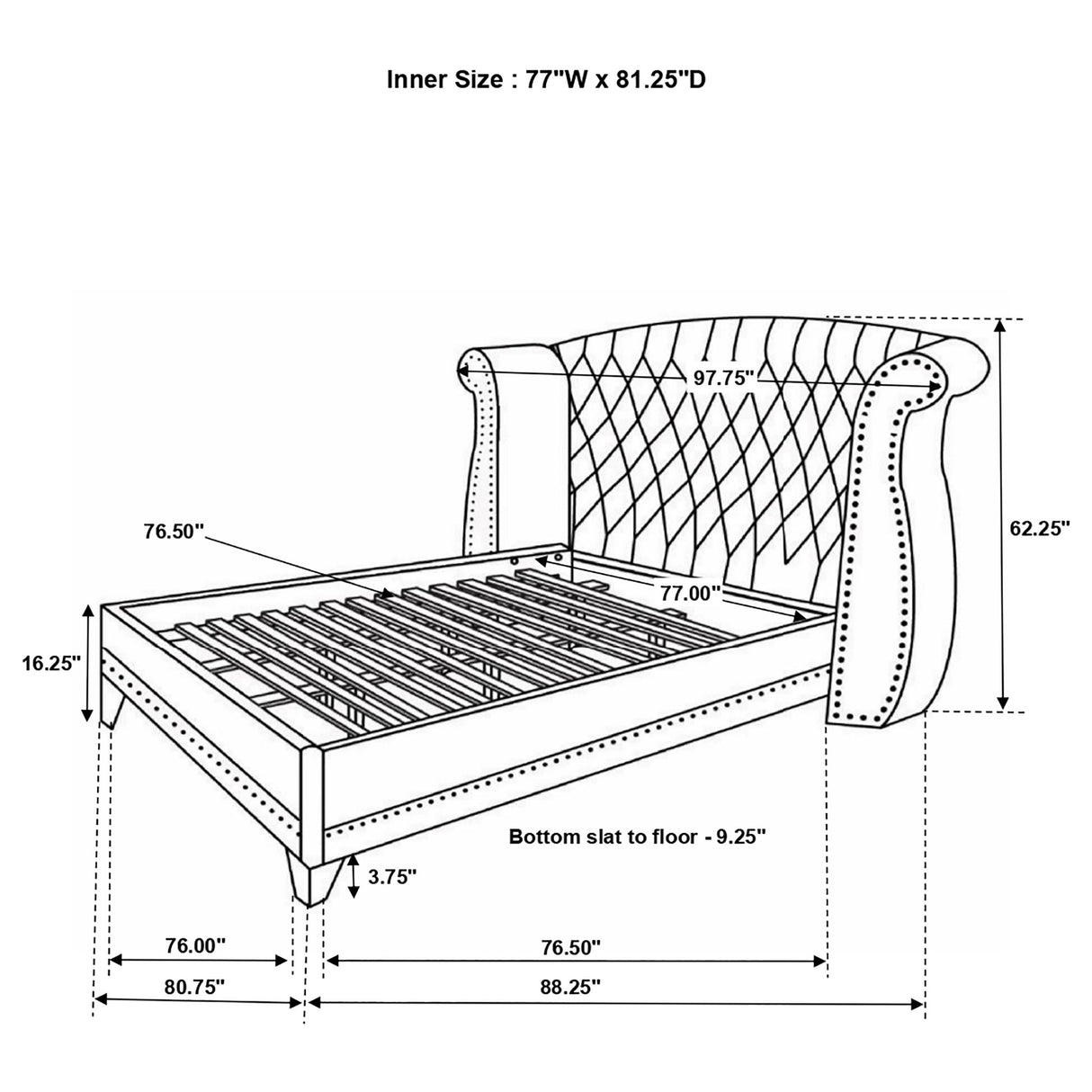 Eastern King Bed - Barzini Upholstered Eastern King Wingback Bed White