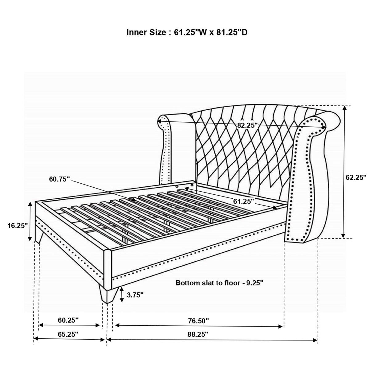 Barzini Upholstered Queen Wingback Bed White | Coaster | Home Elegance USA