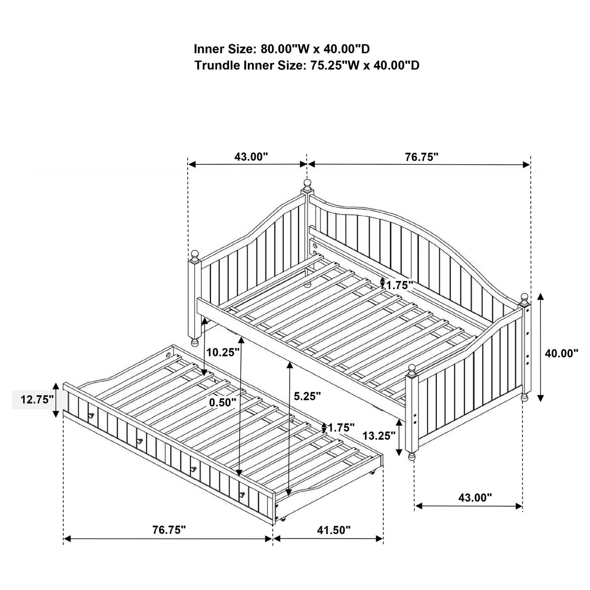 Twin Daybed W/ Trundle - Julie Ann Twin Daybed with Trundle Warm Grey