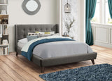 Eastern King Bed - Carrington Upholstered Eastern King Wingback Bed Grey