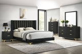 Upholstered Eastern King Bed  - Kendall Upholstered Eastern King Panel Bed Black