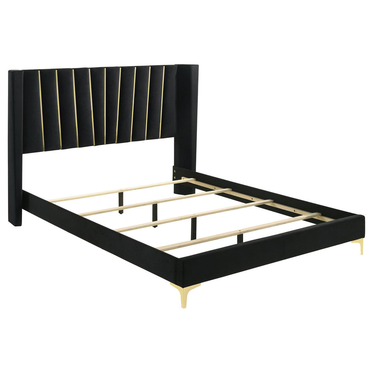 Queen Bed - Kendall Upholstered Queen Panel Bed Black