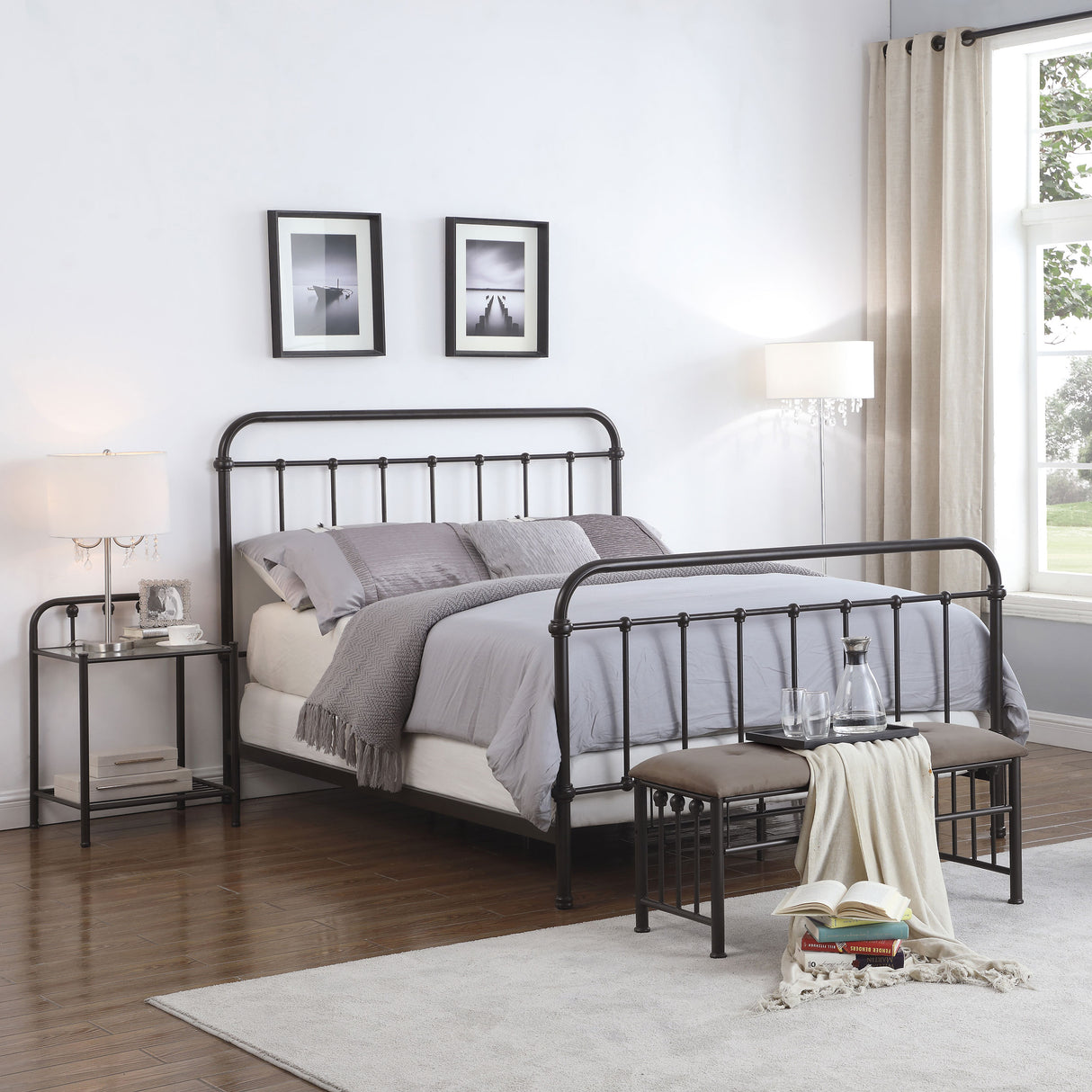 Livingston Metal 1-shelf Nightstand Dark Bronze - Home Elegance USA
