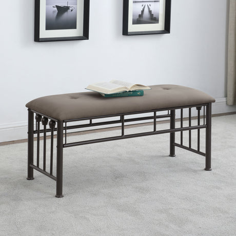 Bench - Livingston Upholstered Bench Brown and Dark Bronze