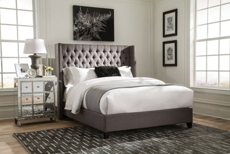 Bancroft Upholstered Full Wingback Bed Grey | Coaster - 301405F - Home Elegance USA - 2