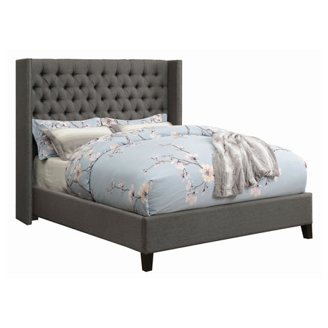 Bancroft Upholstered Full Wingback Bed Grey | Coaster - 301405F - Home Elegance USA - 1