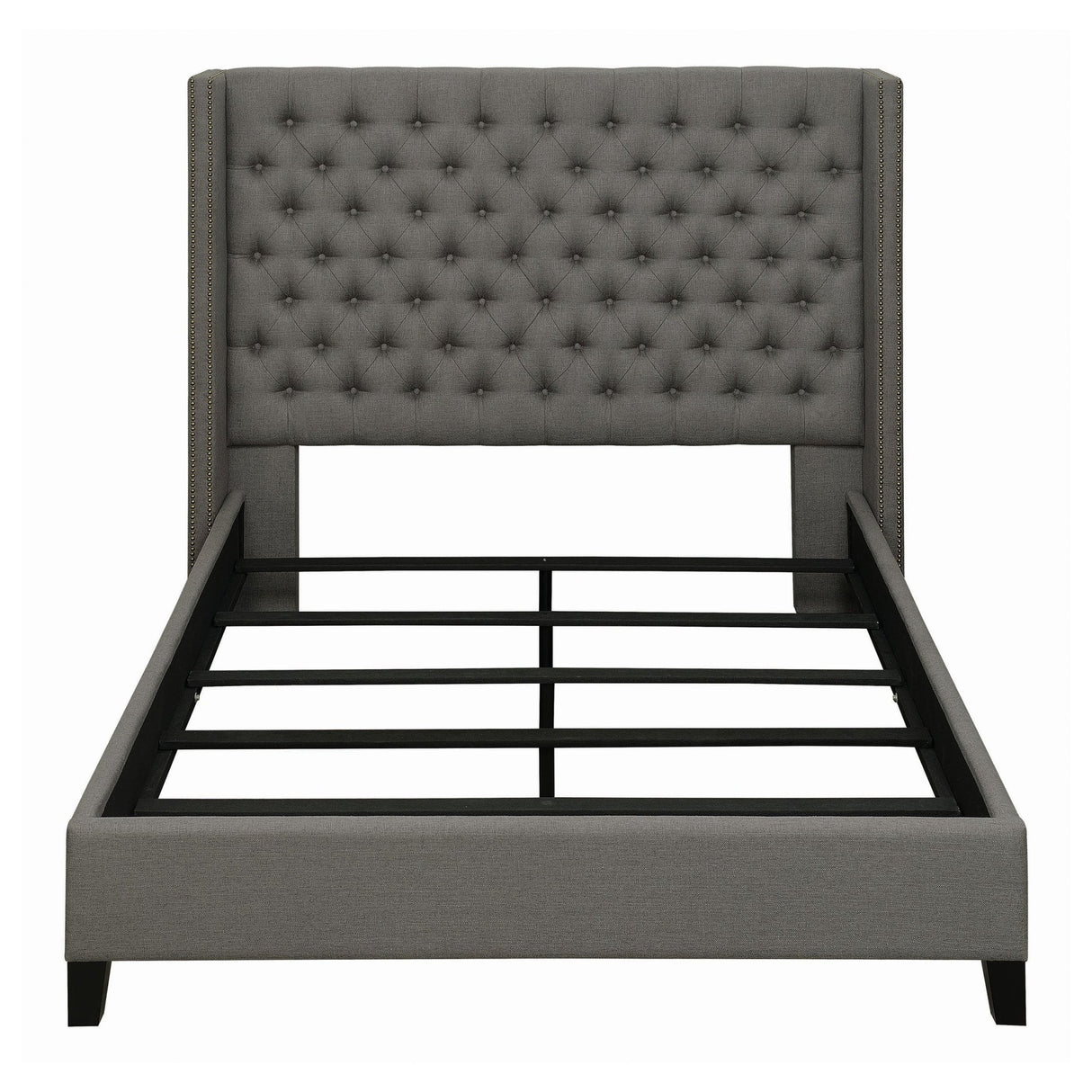 Bancroft Upholstered Eastern King Wingback Bed Grey | Coaster | Home Elegance USA