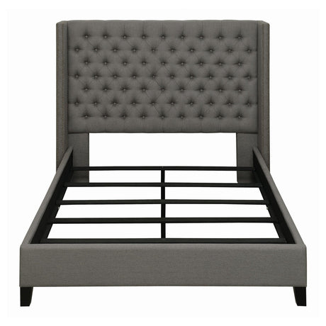 Bancroft Upholstered California King Wingback Bed Grey | Coaster - 301405KW - Home Elegance USA - 3