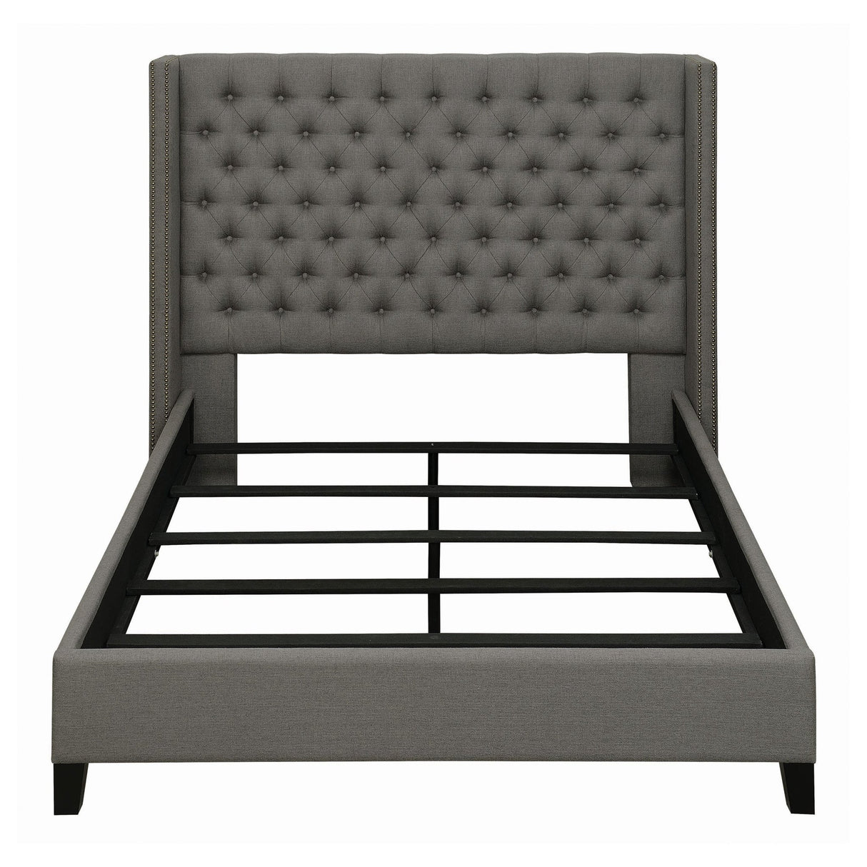 Bancroft Upholstered Queen Wingback Bed Grey | Coaster - 301405Q - Home Elegance USA - 3